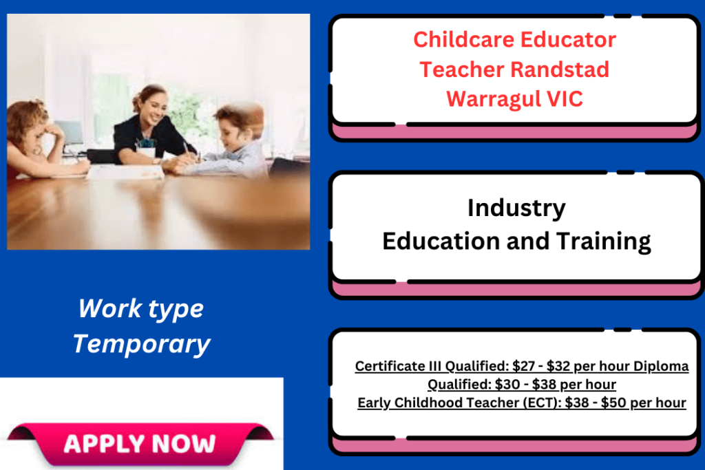 Childcare Educator Teacher Randstad Warragul VIC