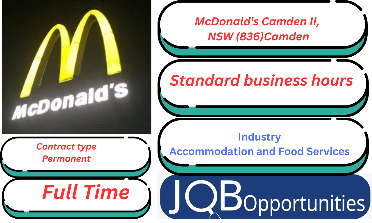 Image of a McDonald's restaurant in Camden, NSW, with a crew member working in the kitchen