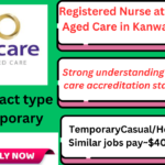 Registered Nurse providing compassionate care to an elderly resident in an aged care facility