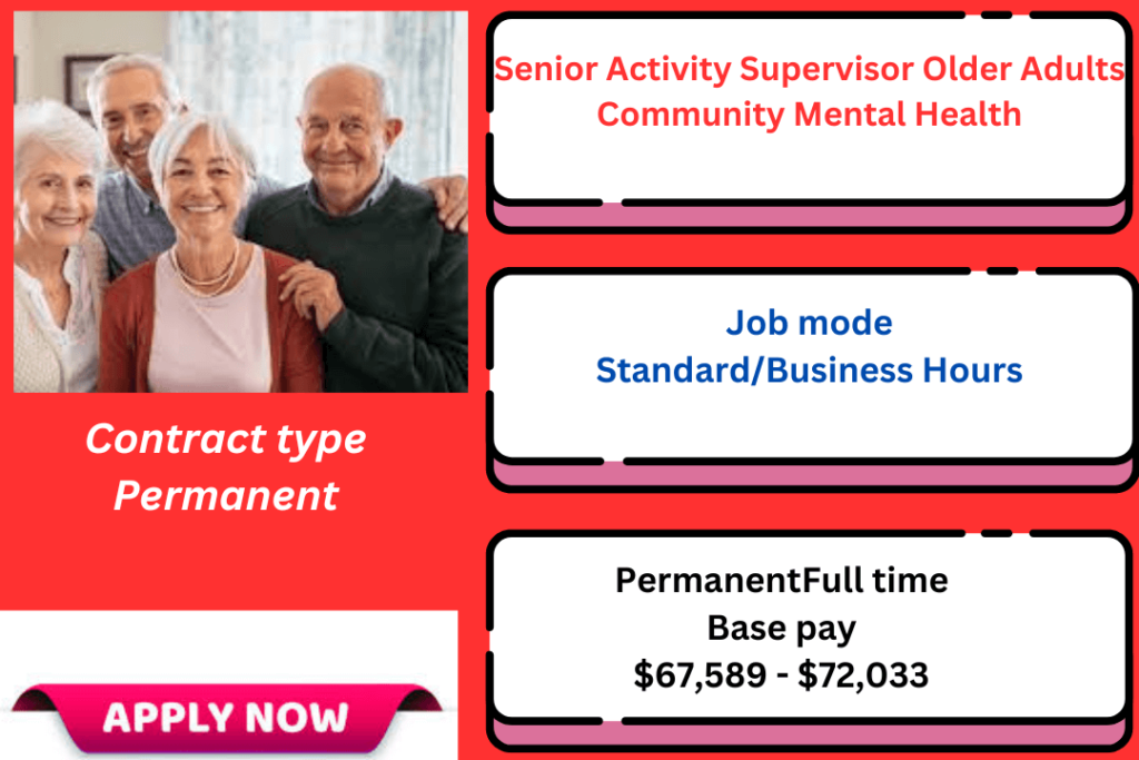 Senior Activity Supervisor Older Adults Community Mental Health