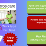 Aged Care Support Worker assisting elderly client at Feros Care