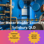 Boilermaker/Welder working on metal fabrication at Roomi Pty Ltd, Salisbury, QLD