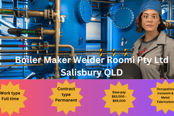 Boilermaker/Welder working on metal fabrication at Roomi Pty Ltd, Salisbury, QLD