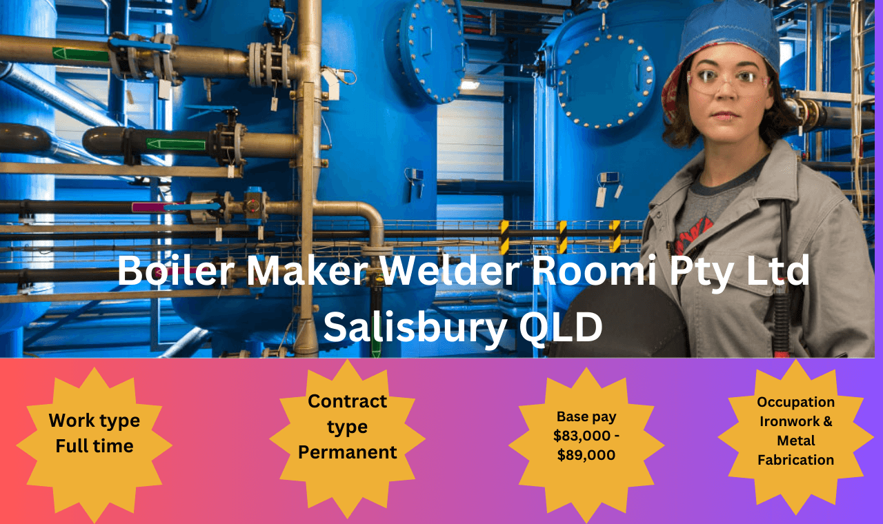 Boilermaker/Welder working on metal fabrication at Roomi Pty Ltd, Salisbury, QLD