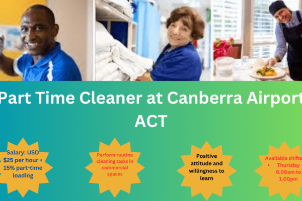 Part Time Cleaner at Canberra Airport ACT